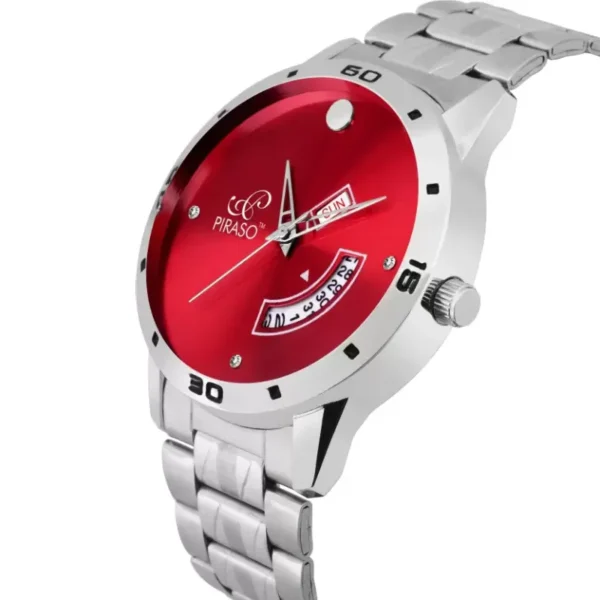 Piraso 1140-RD-CK men's red dial silver chain watch