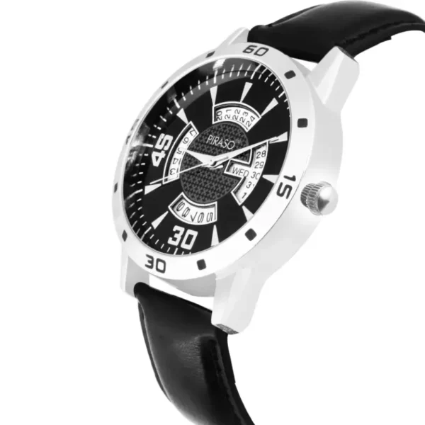 Piraso 1146-BK black leather strap men's watch