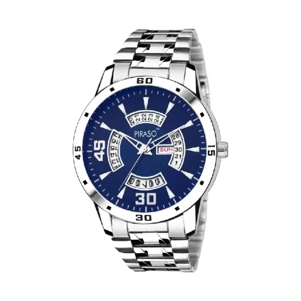 Piraso 1146-BL-CK blue dial men's watch, silver chain analog watch for men