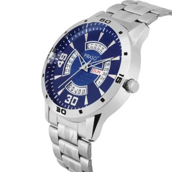 Piraso 1146-BL-CK blue dial men's watch, silver chain analog watch for men