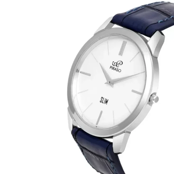 Piraso 1584 SL04 Men's White Dial Blue Leather Strap Watch