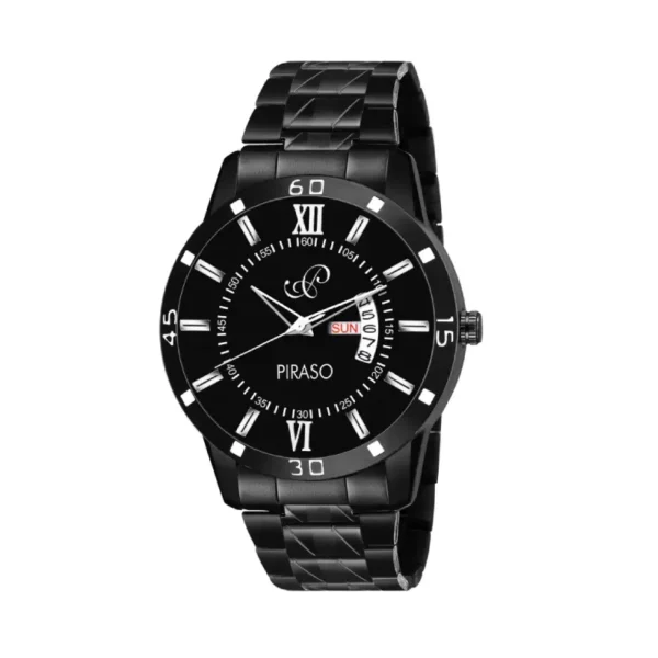 Piraso 2047 black stainless steel watch, Piraso men's analog watch