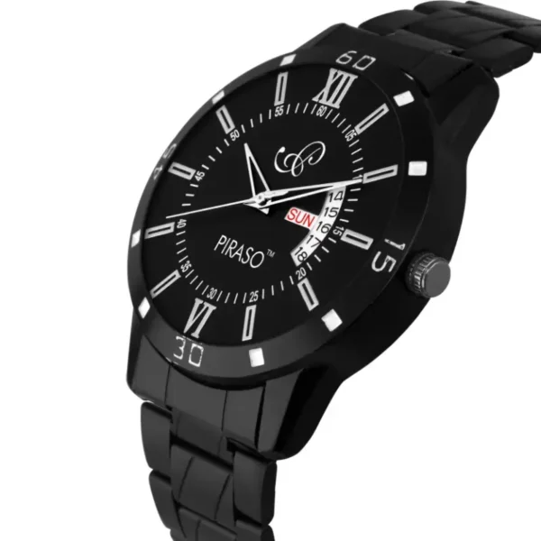Piraso 2047 black stainless steel watch, Piraso men's analog watch