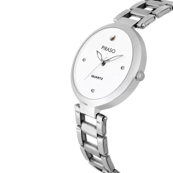 Piraso 2266-WH-CK Gitan women's silver chain analog watch, white dial