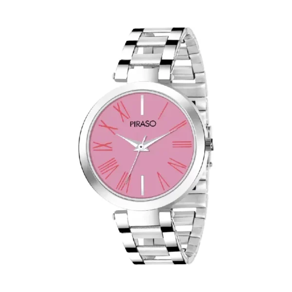 Piraso women's pink dial silver chain watch, elegant women's watch, Piraso 2270