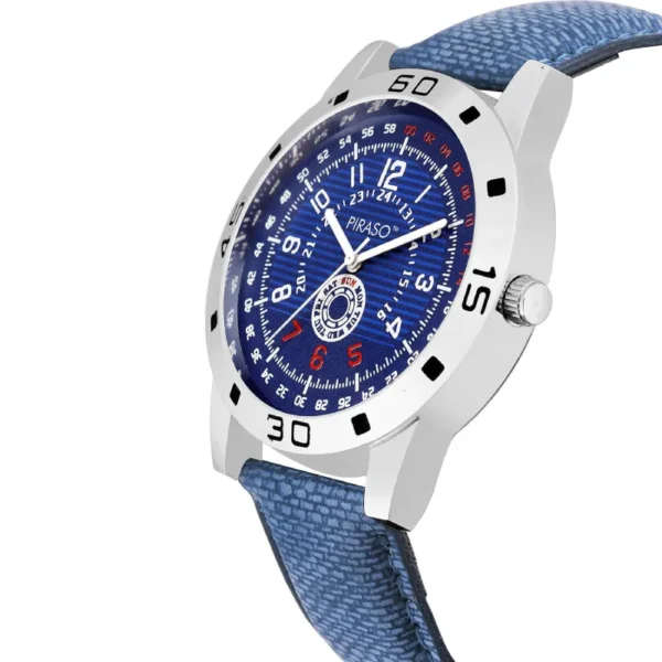 Piraso 42-BL men's blue dial blue leather strap watch