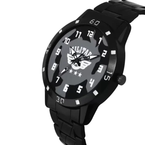 Piraso 42-MLTRY-BLACK-CK men's black analog watch, stylish stainless steel chain watch
