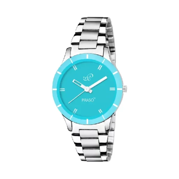 Piraso 9109-BL Women's Analog Watch Blue Dial Silver Chain