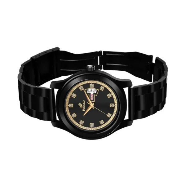 Piraso black analog watch, Piraso D&D C24 men's watch, stylish black stainless steel watch