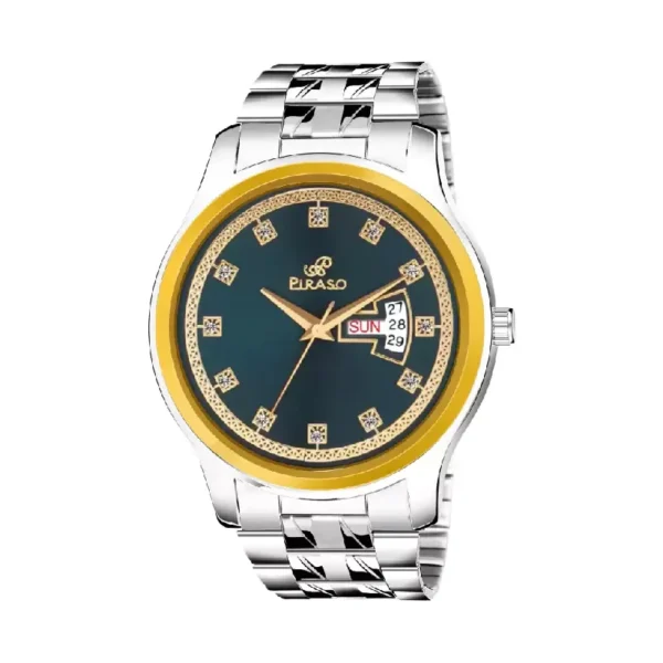 Piraso D&D C24 watch, men's silver chain watch, turquoise golden dial