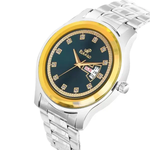 Piraso D&D C24 watch, men's silver chain watch, turquoise golden dial