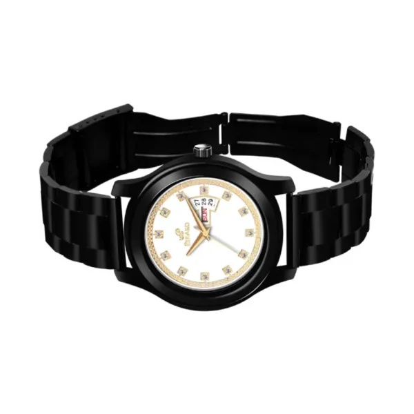Piraso D&D C24 men's analog watch, white dial black chain, stylish men's watch