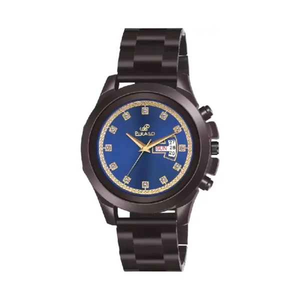 Piraso D&D RS24 men's blue dial watch, brown stainless steel strap watch