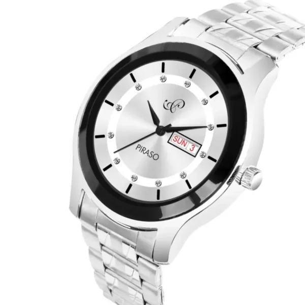 Piraso men's diamond-studded silver watch, Piraso D&D C22 analog watch