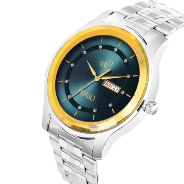 Piraso D&D C22 men's silver chain watch golden blue dial