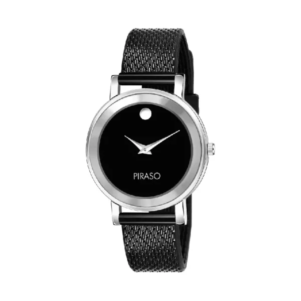 Piraso HM 52 Black Dial Mesh Silicon Strap Women's Analog Watch