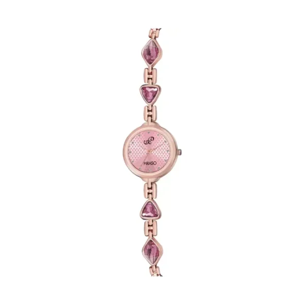 Piraso NK 2969 PINK D HEART Analog Watch with Pink Dial and Rose Gold Band