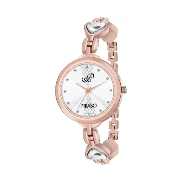Piraso NK 2969, Women's Analog Watch, Silver Dial, Rose Gold Band