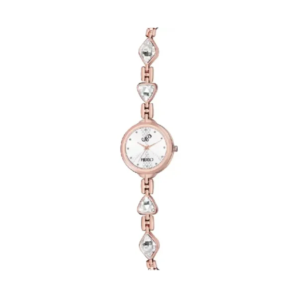 Piraso NK 2969, Women's Analog Watch, Silver Dial, Rose Gold Band