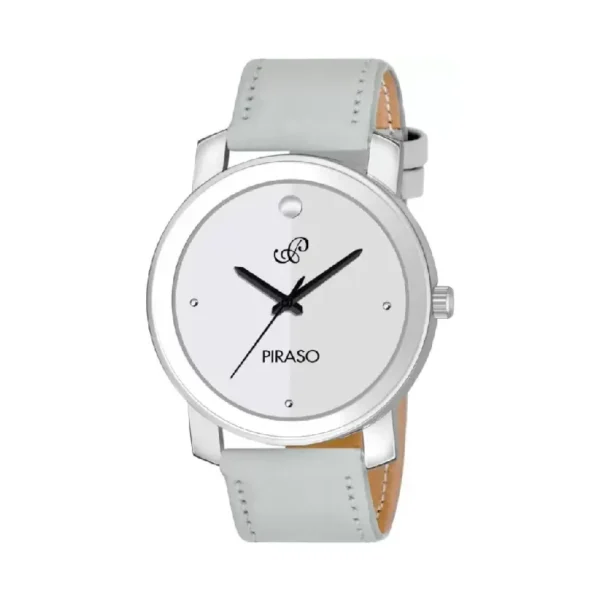 Piraso PR2242 men's white dial grey leather strap watch
