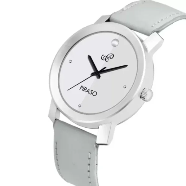 Piraso PR2242 men's white dial grey leather strap watch