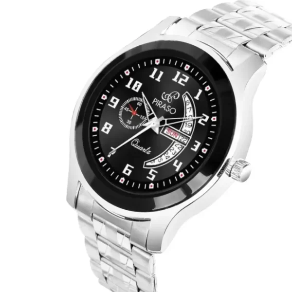 Piraso PRCG 2828 men's watch black dial silver chain