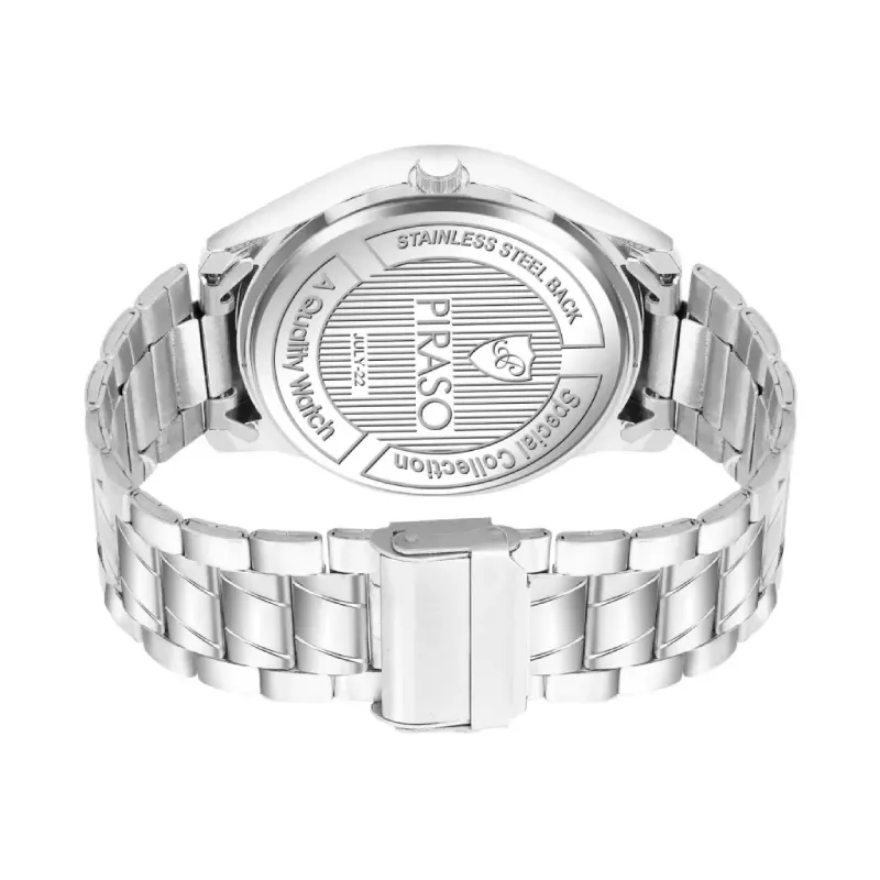 Piraso PRCG 2828 men's watch black dial silver chain